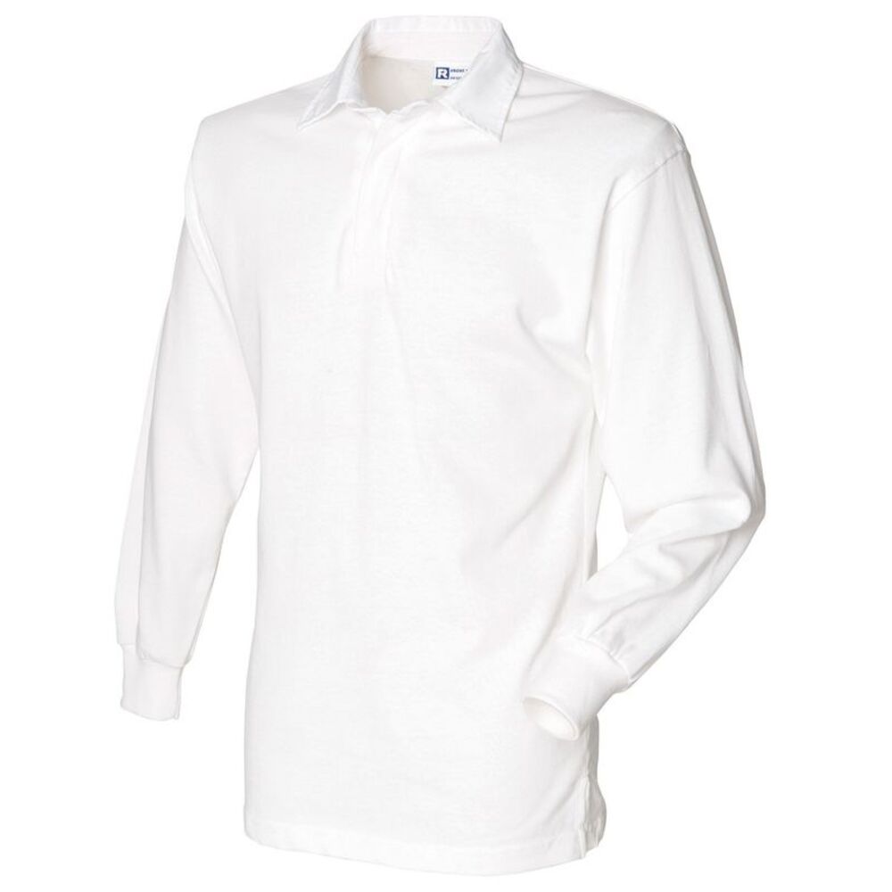 Front Row Long Sleeve Classic Rugby Polo Shirt / White
